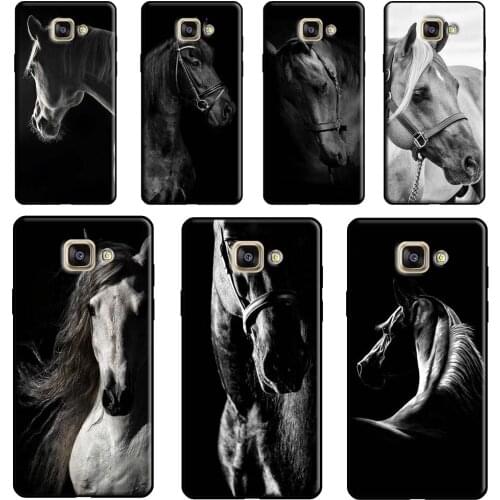 Black White Horse Case For Samsung A9 A8 A6 A7 J8 2018 A3 A5 J4 J6 Plus J1 J3 J5 J7 2017 2016 Phone Cover