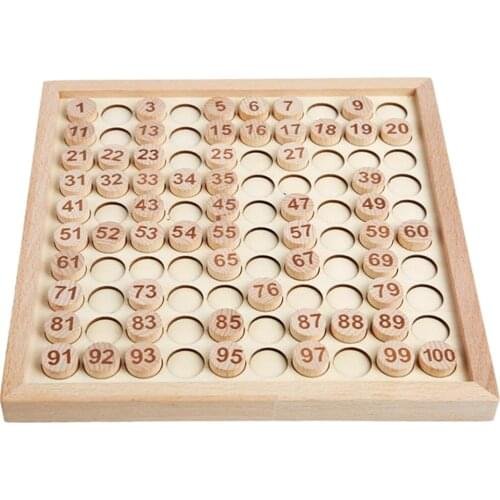 Wooden Math Learning Toy Montessori Hundred Counting Board Game Preschool