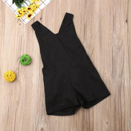 Toddler Kids Baby Girls Solid Vest Rompers Short Pants Jumpsuit Outfit Clothes