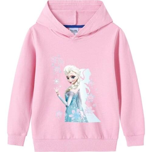 Disney Frozen Print Cotton Hooded Sweater For Childrens Pullover Top Baby Winter Warm Long Sleeve Hooded Children Clothes