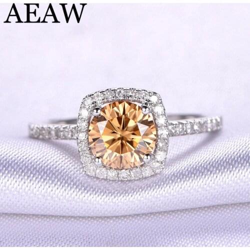 Gorgeous 10K White gold 2 Carat Tea Yellow Color Moissanite Diamond Ring Solitaire Engagement Wedding Ring for Women