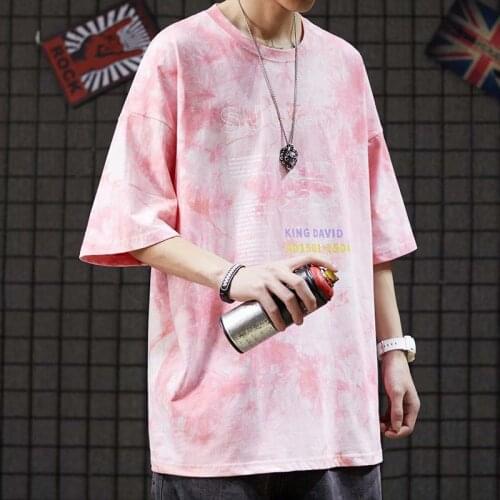 Summer European and American trend hip-hop personality tie-dye round neck short-sleeved T-shirt men and women couples half-slee