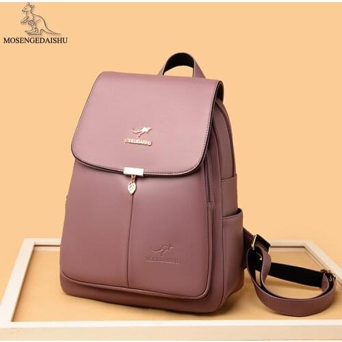 Fashion Letter Design Womens Backpack High Quality PU Leather Ladies Anti-theft Backpack 2021 New Women Travel Bags Bolso Mujer