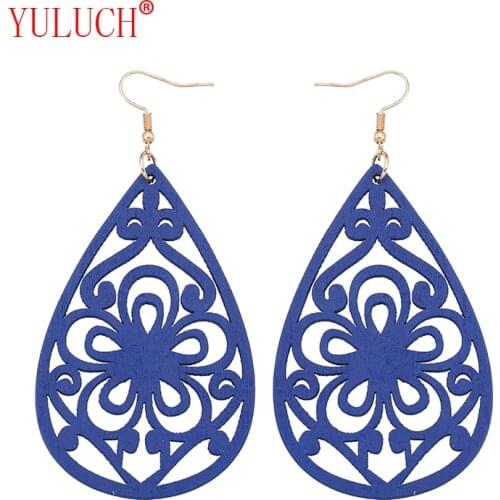 YULUCH Natural African Logs Drops Openwork Flowers Shapes for National Fashion Personality Women Jewelry Pendant Earrings Gifts