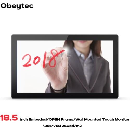 Obeytec 18.5inch LCD Wide Capacitive Open Frame Touch Monitor, PCAP touch screen, Multi 10 Points Touch, 16:9, IP65 Vandal Proof