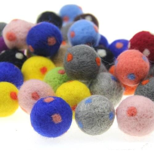 Wholesale 20PCs 30MM Polka Dots Round Wool Felt Balls Craft Handmade DIY Jewelry Ornament Accessories Fit Girls Elastic Headband