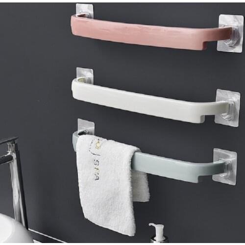 Plastic Self-adhesive Towel Rack Wall-mounted Bathroom Frame Adhesive Bathroom Shelf Multipurpose Bathroom Accessories