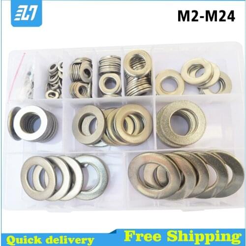 Flat Washer Round Gasket Ring Plane For Screw 304 Stainless Steel Assortment Kit M2 M2.5 M3 M4M5M6M8M10M12M14M16M18M20M22M24