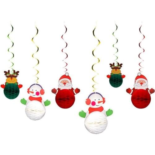 Christmas pendant honeycomb spiral ornaments mall shop kindergarten decorations casa kerstversiering santa claus 2021 new year