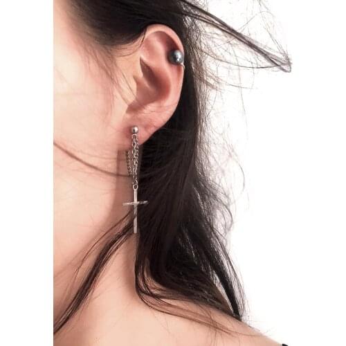 Unisex Stainless Steel Crosses Earrings for Women Silver Color Cross Gothic Rock Style Pendant Hip Hop Mens Punk Jewelry Gifts