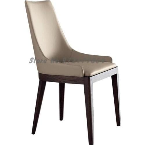 North European and American style leather solid wood dining chair modern minimalist restaurant home sales negotiation model room
