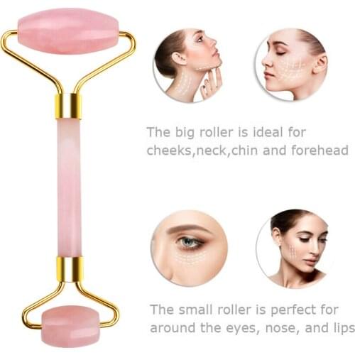 Top Rose Quartz Roller Natural Jade Facial Massage Roller Slimming Face Massager Stone Skin Massage Face Massager Lifting Tool