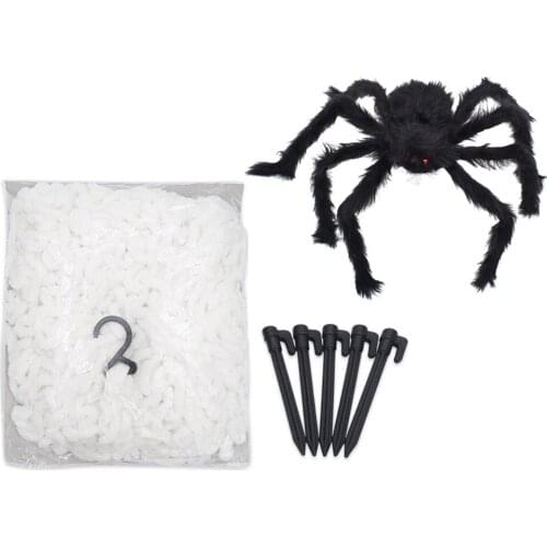 Halloween Triangle Spider Web Cotton Simulation Black Spider Silk Web Haunted House Courtyard Ornaments Holiday Party Decoration
