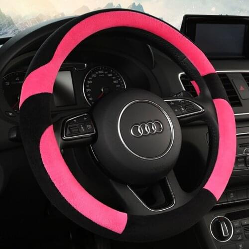 Universal Carr plush Steering-Wheel Covers Anti-slip Skidproof Durable 37-38CM/15" Dynamic Fibre Handmade Steering Wheel Cover