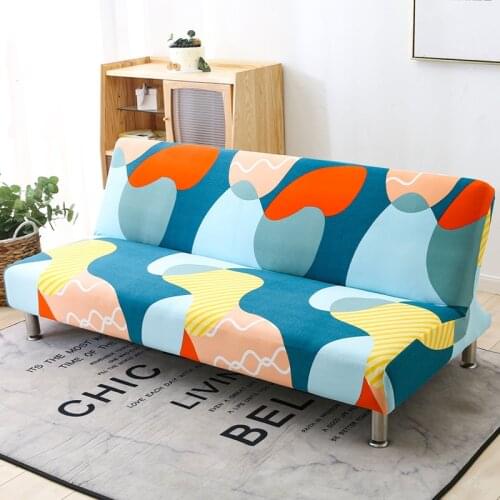 All-inclusive Sofa Cover Fold Armless Sofa Bed Cover Folding Seat Slipcover Modern Stretch Elastic Fit for the length 150-190cm