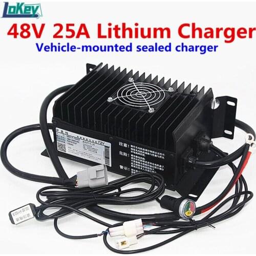 48V 25A Vehicle Seal Waterproof Charger For Lifepo4 Li ion Lithium Batterys 13S 14S 16S Smart Charger For Electric Car Forklift