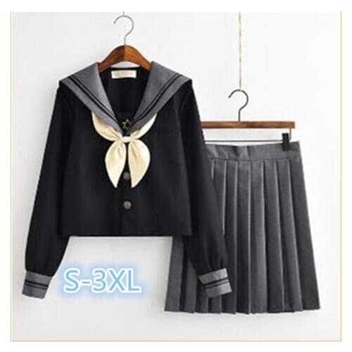 Japanese School Uniform For Girls Sweet Lolita Sailor Korean Uniforms Cosplay Long Sleeve Shirt Pleated Skirt Student Set