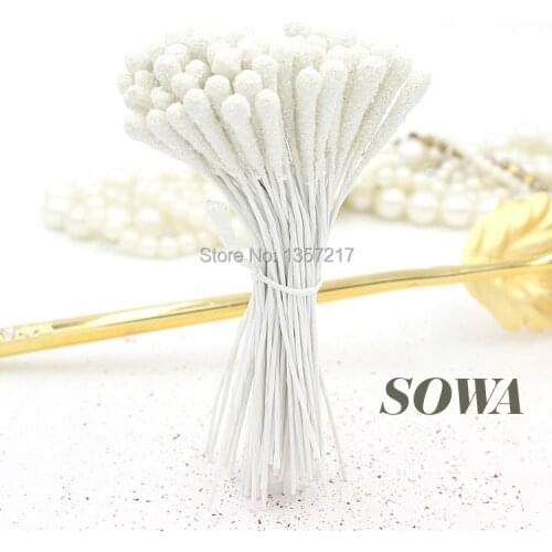 New Design White Color Size 5mm 160pcs/Lot Xmas Single Head Iron Wire Pearl Stamen For Christmas Flower Wedding Decoration