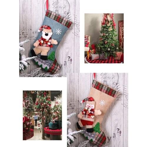 Hot sale New Year 2021 Gifts Bag Christmas Stocking Noel Christmas Decoration for Home Navidad Socks Xmas Tree Natal Decor