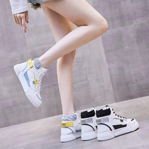 New Arrival Womens Spring Platform High top Sneakers ,White,Black Vulcanize Shoes.Non Slip Comfort Casual Sneakers Kawaii Shoes