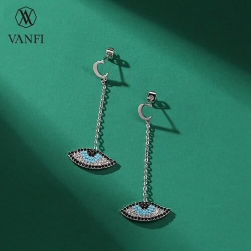 Kfvanfi Fashion Brincos 2020 Long Earrings White Blue Black Zircon Jewelry Eyes Earrings For Women Boucle D’oreille Femme