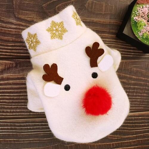 Winter Soft Cotton Christmas Pet Dog Big-nosed Elk White Warm Coat Clothes Apparel Cosplay