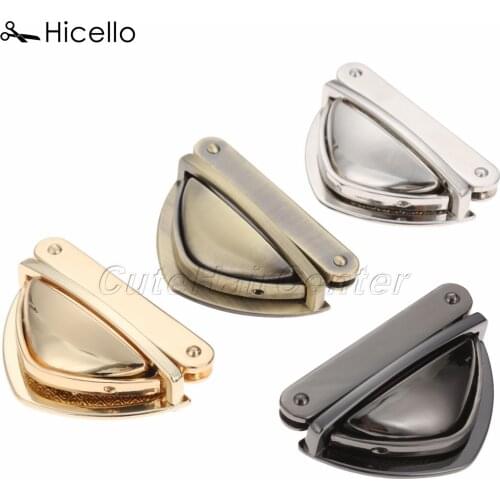 1set Bag Lock Metal DIY Triangle Luggage Leather Purse Craft Handmade Gold Silver Handmade Shoulder Bag 51*34mm Hicello