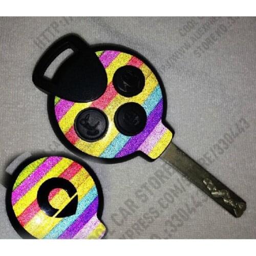 1 Set key surfaces reflective Rainbow colour car stickers For Mercedes-Benz smart fortwo car accessories Wholesale