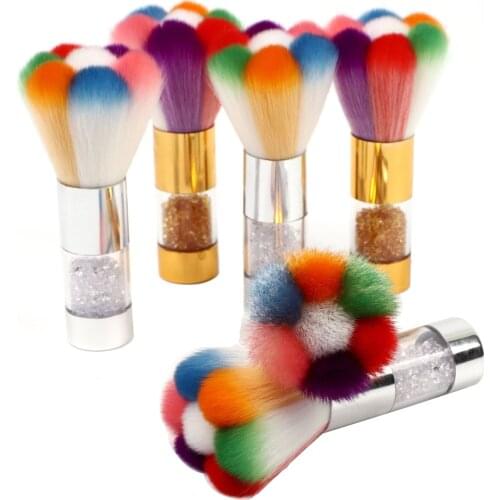 1PCS Nail Art Brush Soft Nail Dust Brush UV Gel Nail Polish Nylon 7 colors Brush For Manicure Professional Nail DIY Design Tools