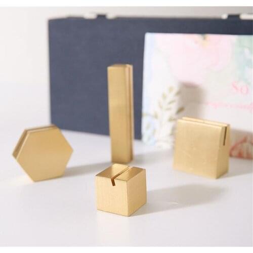 1 piece Brass Card Base Business Card Holder Picture Clamp For Table Accessory Brass Card Seat