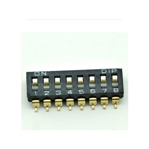 10Pcs/Lot 8P Patch Dial Switch Eight Bit Patch Flat Switch 2.54Mm Foot From 8 Bits Black