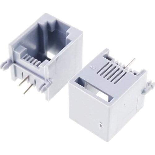 10 pcs RJ11 Jack Modular Connector 6P2C 90 Degree Angle Right Unshielded Through Hole PCB Solder