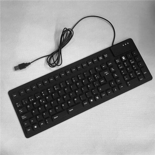 105 Keys Spanish USB Wired Silicone Keyboard Foldable Soft Silicone Waterproof Dustproof Keyboard for Desktop Computer Laptop