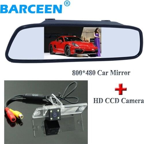 170 wide angle car rear view camera 4 led with 4.3" car mirror monitor for Mitsubishi Pajero Zinger L200 V3 V93 V5 V6 V8 V97