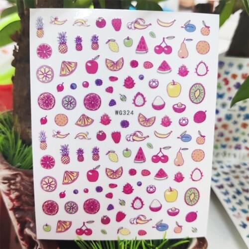 3D Stickers for Nails Lemon Strawberry Watermelon Banana Nails Art Decoration Manicure Stickers Slider Nail Foil Accessories