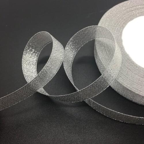 50 Yards/Roll 5/8" 15mm Silver Organza Ribbon Bow Wedding Decoration Lace Crafts