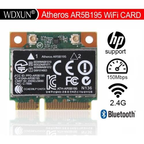 Wireless wifi N + Bluetooth BT 3.0 Half PCI-E Card Atheros AR5B195 for HP 592775-001