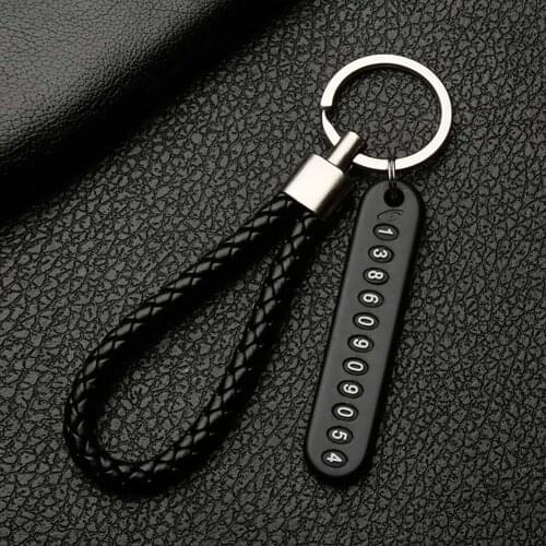 Anti-lost Car Keychain Phone Number Card Keyring Phone Number Plate Key Ring Auto Vehicle Key Chain Accessories