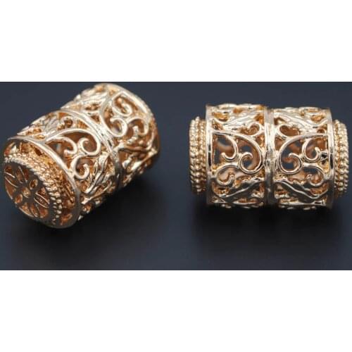 10pcs Gold Color Metal Spacer Beads Hollow Beading Hole 2.3mm DIY Jewelry Findings Accessories for Men Women Wedding Set Making