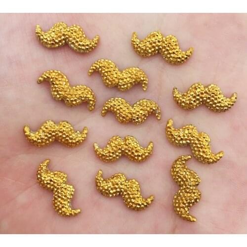 50PCS Shiny Resin Lovely Golden Beard Flatback Rhinestone DIY Wedding Scrapbook Appliques Ornaments Crafts F924