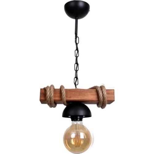 Wooden Ceiling Chandelier Rustic Design Decorative Living Room indoor Lighting Retro Vintage Style Chandeliers with Rope