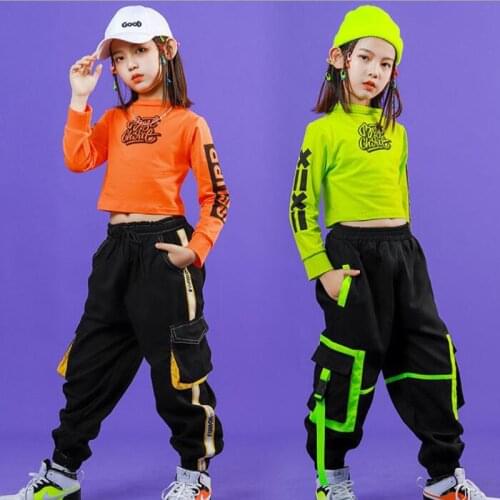 Kids Performance Hip Hop Clothing Crop Tops Sweatshirt dancing Pants for Girls Jazz Dance Wear Costume Party Carnival Clothes