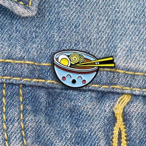 Wild Cute Cartoon Noodles Bowl Enamel Brooch Pin Denim Backpack Badge Jewelry Gift