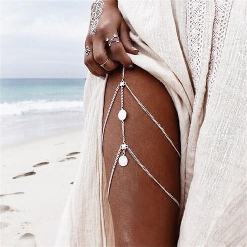 Sex Lingerie Accessories Retro Women Foot Jewelry Beach Party Multilayer Leg Chain Porn BDSM Bondage Tassel Coin Body S1007