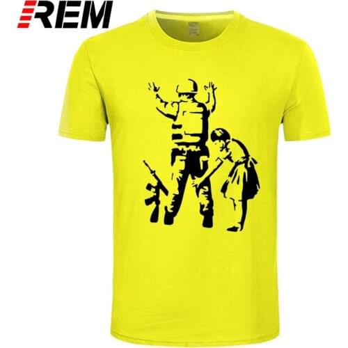 REM Dinosaur Boy Banksy t-shirt Top Lycra Cotton Fashion Brand T Shirt Men New High Quality