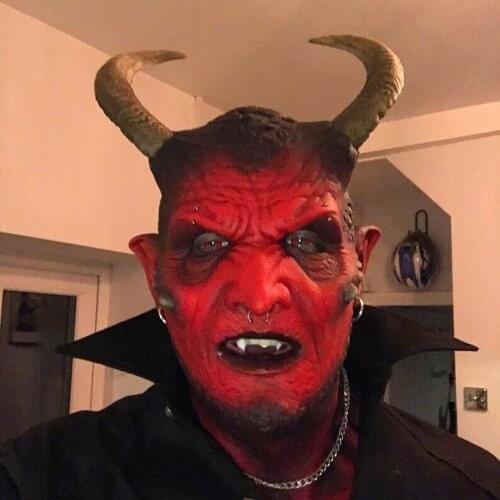 Ikari-Demon Latex Mask Devil Realistic Prank Present Spooky Halloween Gift Toy For Costume Party Birthday Christmas Gift