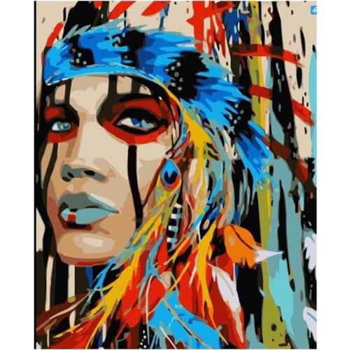 Painting By Numbers Indian Woman Drawing On Canvas HandPainted Gift Picture By Number animal Kits Home Decoration