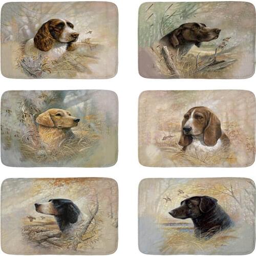Painting Puppy dog printed Flannel Floor Mat Anti-Slip Tapete Floor Mats Rugs for Kitchen Doormat welcome mats for front door