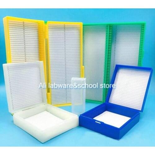 Lab plastic rectangular Microscope glass slide box 10slots to 100Slots Pathological section box for school experiments
