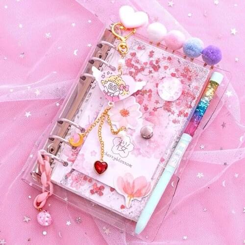 Kawaii Unicorn Cherry Blossoms Strawberry loose-leaf Notebook Binder Spiral Diary PU material Journals Agenda Planner Gift A6